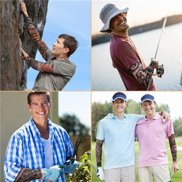 12 Pcs Tattoo Sleeves Fake Arm Sleeves Cover Realistic Soft Elasticity - Picture 5 of 7